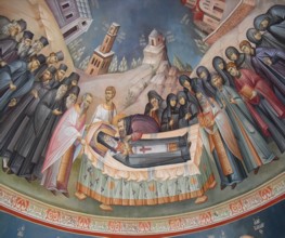 Adormirea Sfantului Nectarie din Biserica Mare, deasupra Sfintelor Moaste